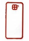 BFS  Xiaomi Redmi Note 9 Kılıf Miami Şeffaf Silikon - Kırmızı
