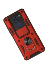 BFS  Xiaomi Redmi Note 9 Kılıf Pars Lens Yüzüklü Silikon - Kırmızı