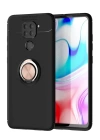 BFS  Xiaomi Redmi Note 9 Kılıf Range Yüzüklü Silikon - Siyah-Gold