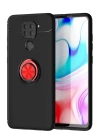 BFS  Xiaomi Redmi Note 9 Kılıf Range Yüzüklü Silikon - Siyah-Kırmızı