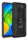BFS  Xiaomi Redmi Note 9 Kılıf Sofya Yüzüklü Silikon Kapak - Siyah