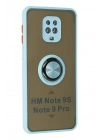 BFS Xiaomi Redmi Note 9 Pro Kılıf Montreal Yüzüklü Silikon Kapak - Buz Mavi