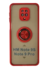 BFS  Xiaomi Redmi Note 9 Pro Kılıf Montreal Yüzüklü Silikon Kapak - Kırmızı