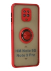 BFS  Xiaomi Redmi Note 9 Pro Kılıf Montreal Yüzüklü Silikon Kapak - Kırmızı