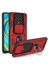 BFS  Xiaomi Redmi Note 9 Pro Kılıf Pars Lens Yüzüklü Silikon - Kırmızı