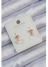 BFS Xuping Rose Renk İnci Taşlı Düğüm Küpe