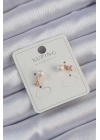 BFS Xuping Rose Renk Zirkon Taşlı İncili Minimal Fiyonk Küpe