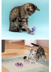 BFS  Yaylı Metal Fareli Kafes Kedi Oyun Topu Sıçrayan Spiral Kedi Topu