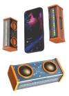 Bluetooth Hoparlör Şeffaf Mecha RGB Işıklı Çift Hoparlör 5.0 Bluetooth