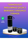 Çelik Termos Bardak Seti | 500 ml Kapasite, Kaymaz Taban, Hediye Kutulu