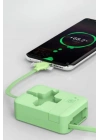 Cep Tipi Telefon Tutuculu Makaralı Uzayıp Kısalabilen 3ü 1 Arada USB Şarj Kablosu