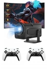 Çift Kollu Game Box Projeksiyon Cihazı Kumandalı Android Tv Dahili Hoparlör