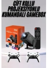 Çift Kollu Game Box Projeksiyon Cihazı Kumandalı Android Tv Dahili Hoparlör