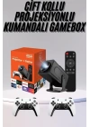 Çift Kollu Game Box Projeksiyon Cihazı Kumandalı Android Tv Dahili Hoparlör
