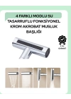 Çok Fonksiyonlu Musluk Başlığı | 4 Su Modu | Geniş Uyumlu Adaptör Seti | Mutfak ve Banyo Uyumlu