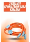 Çoklu Şarj Kablosu USB Type-C İOS Uyumlu 120W Hızlı Şarj Kablosu