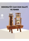Dekoratif Ahşap Kum Saati ve Deniz Feneri Figürlü Masa Süsü – Şık ve Fonksiyonel Tasarım