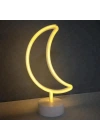 Dekoratif Pilli Ay Tasarımlı 3D Neon Led Masa Ve Gece ası