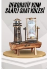 Deniz Feneri Kum Saati Ahşap Görünümlü Vintage Tarz Biblo
