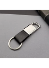 Deri Siyah Gümüş Metal Anahtarlık