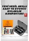 Dijital Göstergeli Powerbank Kulaklık ve 7 Kordonlu Yeni Nesil Akıllı Saat Amoled Ekran