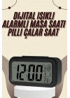 Dijital Masa Saati Termometreli Takvim Çalar Saat Led Ekran Pilli