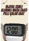 Dijital Masa Saati Termometreli Takvim Çalar Saat Led Ekran Pilli