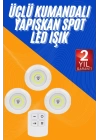 Dolap Işığı Mutfak Rafı Işığı Uzaktan Kumandalı 3 Lü Spot Led Lamba