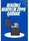 Doldurulabilir Siyah Benzinli Çakmak Metalik