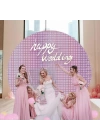 Ekstra Metalize Rose Gold Renk Disko Dikdörtgen Kesim Kapı Perdesi Dekorasyon 1x2 Metre