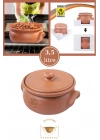 El Yapımı Toprak Kapaklı Güveç Tencere, Küçük Boy Astarlı 3,5 Litre (ÖZEL KIRILMAZ KUTUSUNDA)