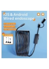 Endoskop Yılan Video Kamera Ios Ve Android Uyumlu Led’li 10 Metre 8 Mm Sert Kablo 2mp