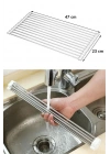 Evye Üstü Katlanır Nihale Paslanmaz Çelik Pratik Sebze Meyve Bulaşık Kurutma Süzgeci