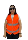 Fermuarlı Turuncu İkaz Yeleği XL Beden 59 cm