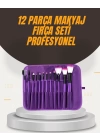 Fondöten, Allık ve Far Uygulamalarına Uygun 12 Parça Makyaj Fırça Takımı Ergonomik Saplı