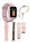 G9 Mini Rose Gold 41mm Kadın Akıllı Saat 3 Kordon Ve Bileklik Hediyeli Akıllı Saat