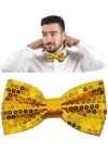 Gece Işıltısı Altın Payetli Pullu Papyon 7x2 Cm