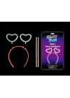 Glow Stick Karanlıkta Yanan Fosforlu Kalp Taç 12 Adet