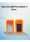Gold Silver Güneş Enerjili Powerbank Işıldak – 10000 mAh, 32 LED, Çift USB, Su Geçirmez