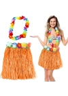 Hawaii Luau Aloha Turuncu Püsküllü 40 Cm Etek Ve Hawaii Kolye Seti