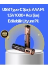Hızlı Şarj Teknolojili USB Şarjlı AAA Pil – 40 Dakikada Tam Şarj