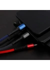 Işıklı Anahtarlık Model 3 in 1 USB Çıkışlı MİKRO,TYPE-C ve İphone Uyumlu Şarj Kablosu