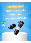 Isıyı Uzun Süre Koruyan 500 ml Termos Seti | Çelik Gövde, 2 Bardaklı, Hediye Kutulu