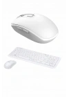 Kablosuz Klavye Mouse Seti Beyaz Q Klavye Tüm Cihazlara Uyumlu