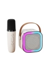 Karaoke Kablosuz Hoparlör Mikrofonlu Rgb Işıklı Bluetooth Speaker Tf Kart/usb Beyaz