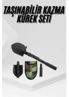 Katlanır Portatif Kazma Kürek Seti Portatif Çelik Taşıma Çantalı Pusulalı