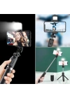 Kendiliğinden Işıklı Masaüstü Tripod Olabilen Telefon Tutuculu Kablosuz Kumandalı Selfie Çubuğu