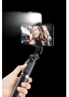 Kendiliğinden Işıklı Masaüstü Tripod Olabilen Telefon Tutuculu Kablosuz Kumandalı Selfie Çubuğu