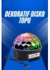 Küre Disko Topu Müzik Çalar Renkli Lazer Işıklı Bluetooth Disko Parti Işığı Kumandalı