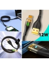 Led Işık Uçlu Sağlam İp Kablolu USB to Lightning Hızlı Şarj Kablosu